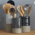 Japanese Style Ceramic Kitchen Cooking Utensil Holder Grey Pottery Chopstick Cutlery Holder