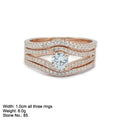 Fine Jewelry Stackable Real Solid Silver Cubic Zircon Paved Gift Luxury Engagement Wedding 3pcs Finger Rings Set for Girls