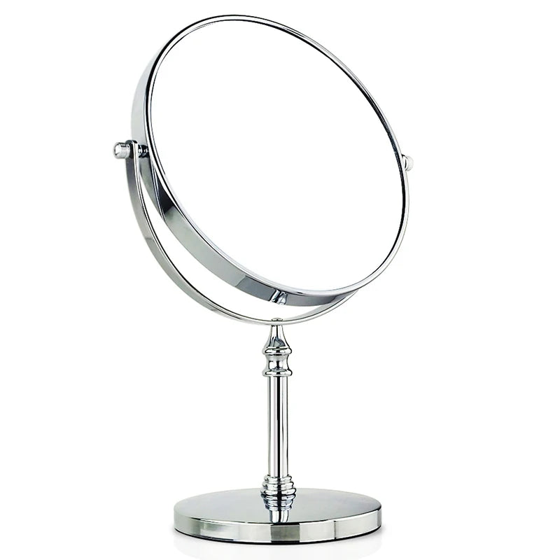 8 Inch Two Sided Hardwired Free Standing Tall Makeup Mirror With 1X/3X Magnification
