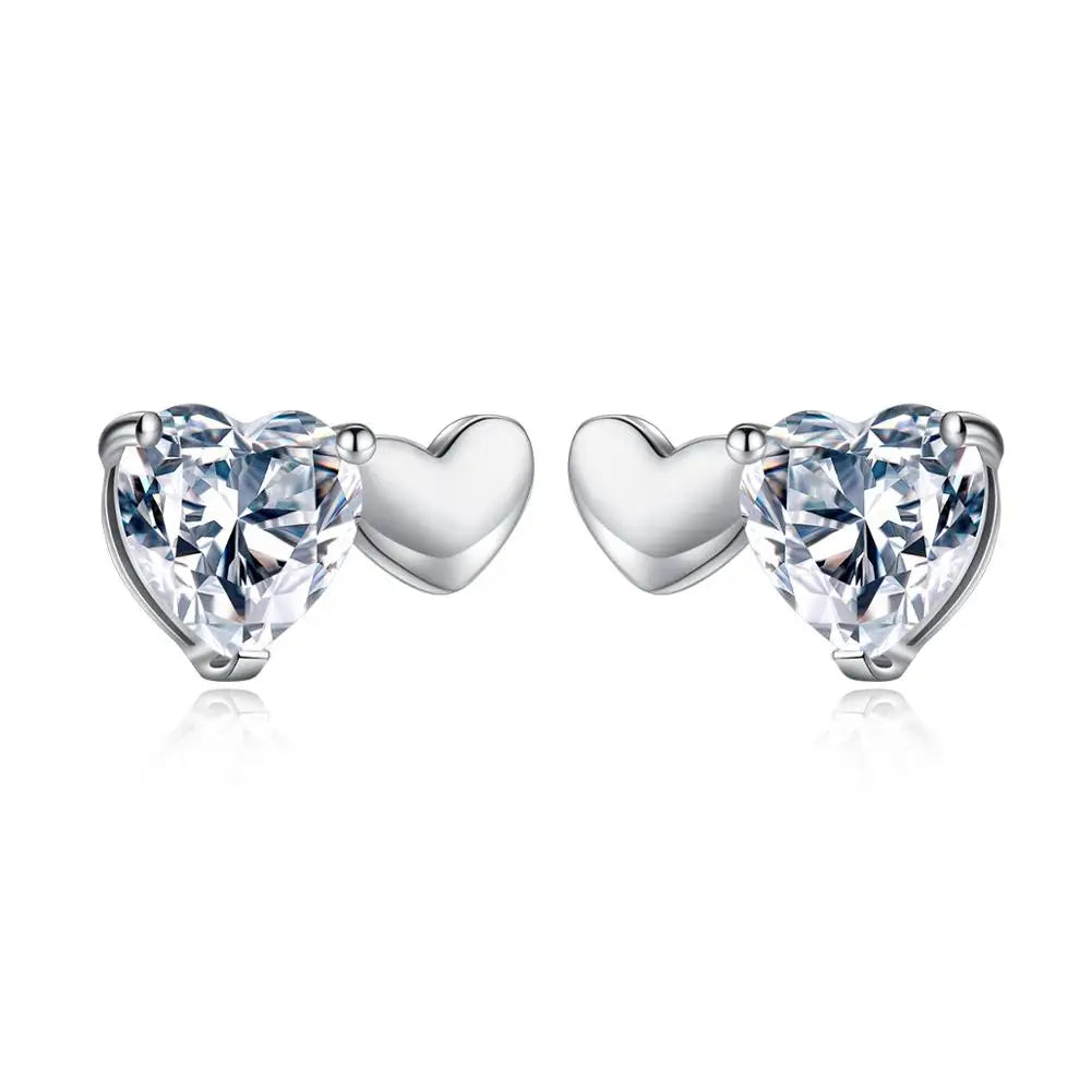 LUOTEEMI Korean Heart Stud Earrings a AA Heart Cutting Cubic Zirconia Women Earring Trendy Brand Fashion Jewelry Wholesale