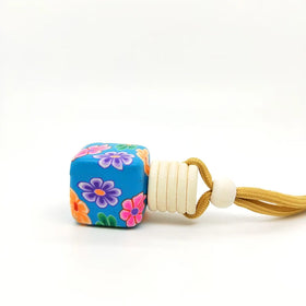 10ml Wooden Cover Hanging Rope Square Shape Polymer Clay Bottle Car Perfume Bottle