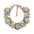 Europe Luxury Boho Gold Chain Multi Color Garment Accessory Crystal Bib Rhinestone Statement Necklace for Gifts
