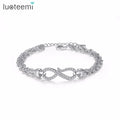 LUOTEEMI Fashion Twist Geometric Bracelet Bangles for Women White Gold-color Crystal CZ Bracelet Party Jewelry Braceleiras Pulse