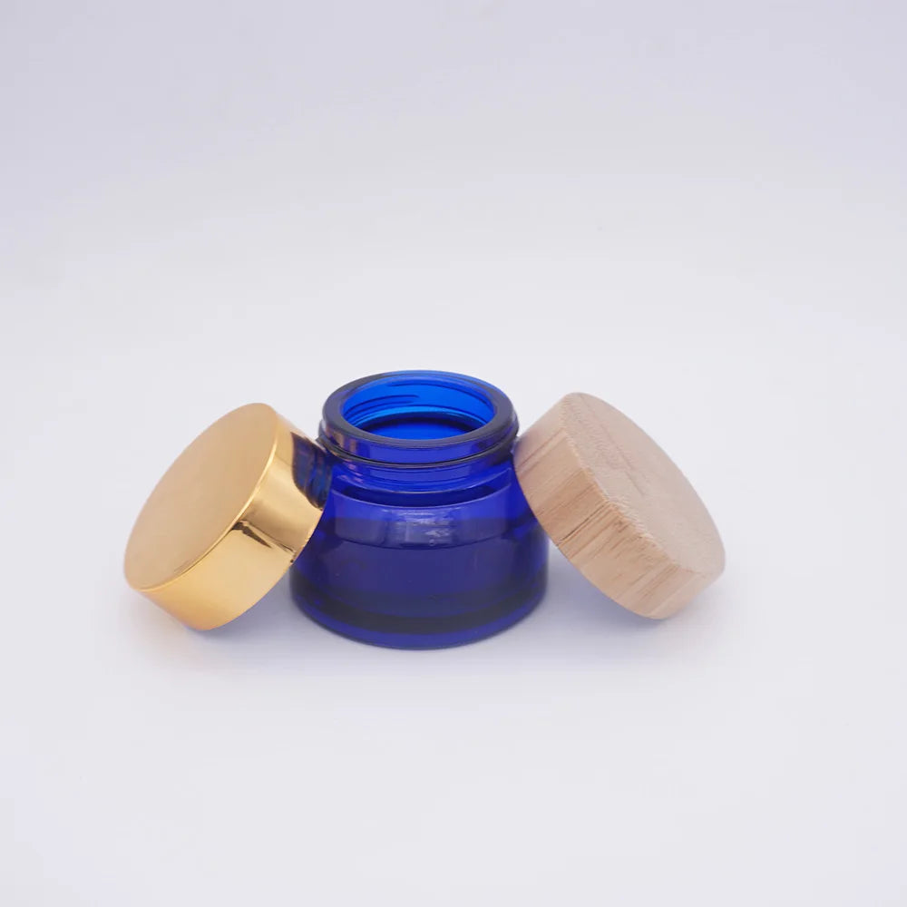 100g Cosmetic Package Frosted Blue Round Glass Jar for Face Cream
