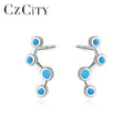 CZCITY Polaris Star Sterling Silver Turquoise Stone Earrings 925 Silver Jewelry for Women