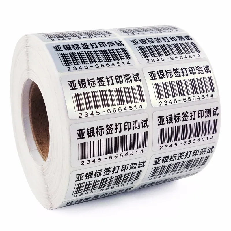 Factory Direct Sales 70mmx50mm-1000 Sheets/roll Matte Silver PET Self-adhesive Labels Customizable