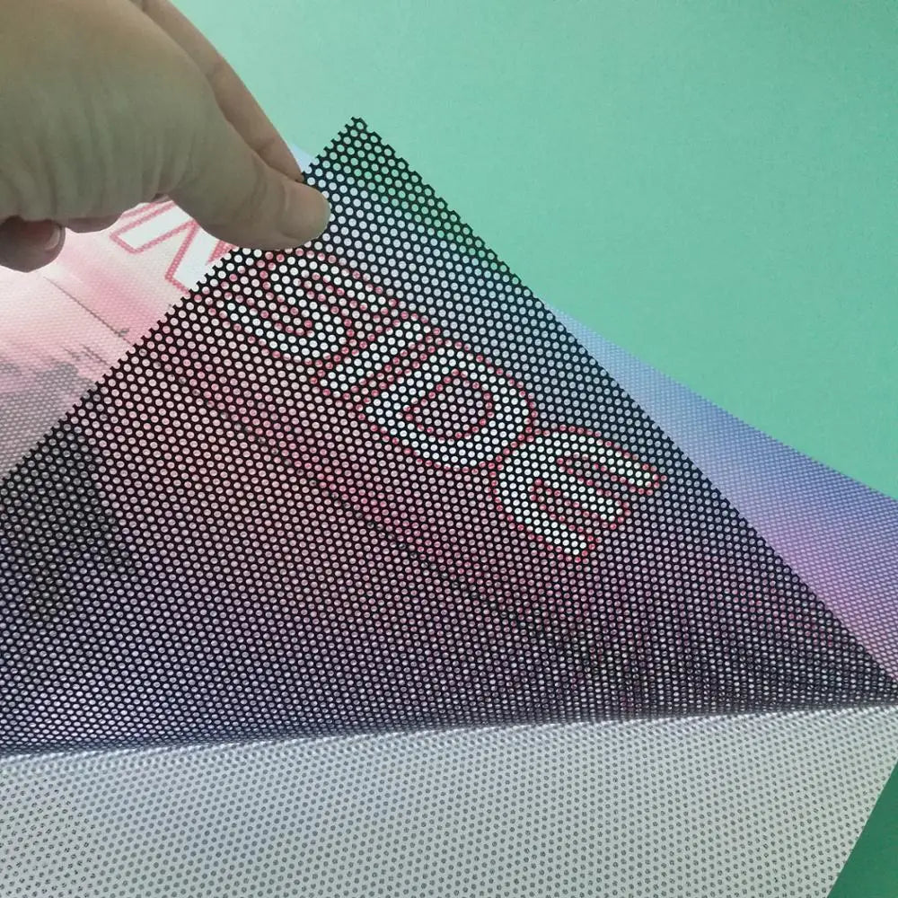 Glass Door and Window See Through Mesh Sticker Outdoor One Way Vision Vinyl Sticker for AdvertisingCustom Sticker
