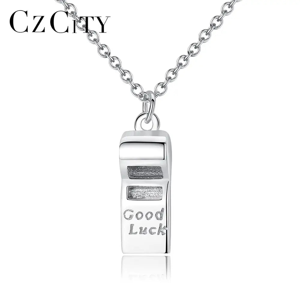 CZCITY Whistle Shape Cool 925 Silver Necklace Chain for Men Christmas Gift Boys Wholesale Punk Style Pendant