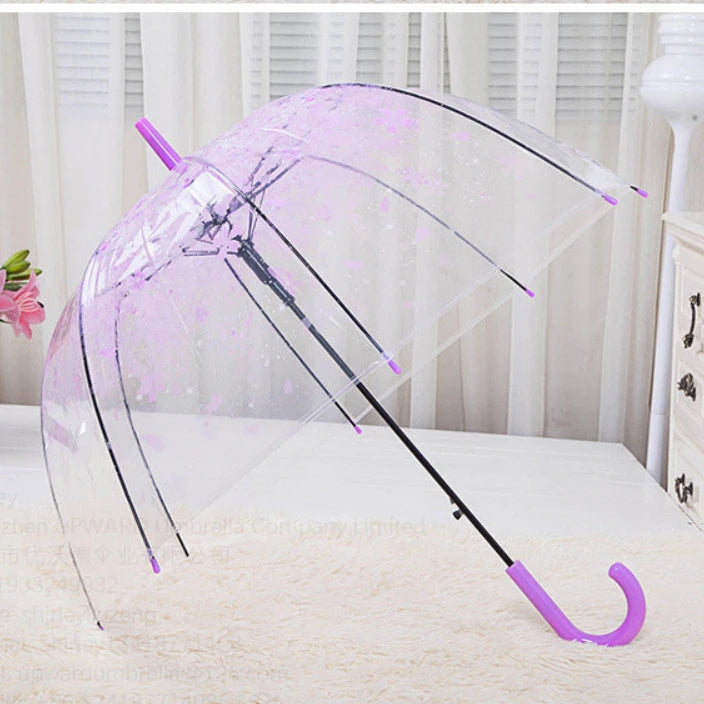 Transparent Dome Umbrella Japanese Sakura Umbrella Custom Printing Transparent Umbrella