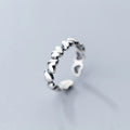 100% Real Solid 925 Sterling Silver Heart With Heart Women Adjustable Finger Rings Wholesale