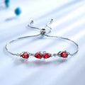 Fashionable Red Garnet CZ  Tennis Chain Jewelry Adjustable 925 Sterling Silver Bracelet Jewelry for Woman Gift