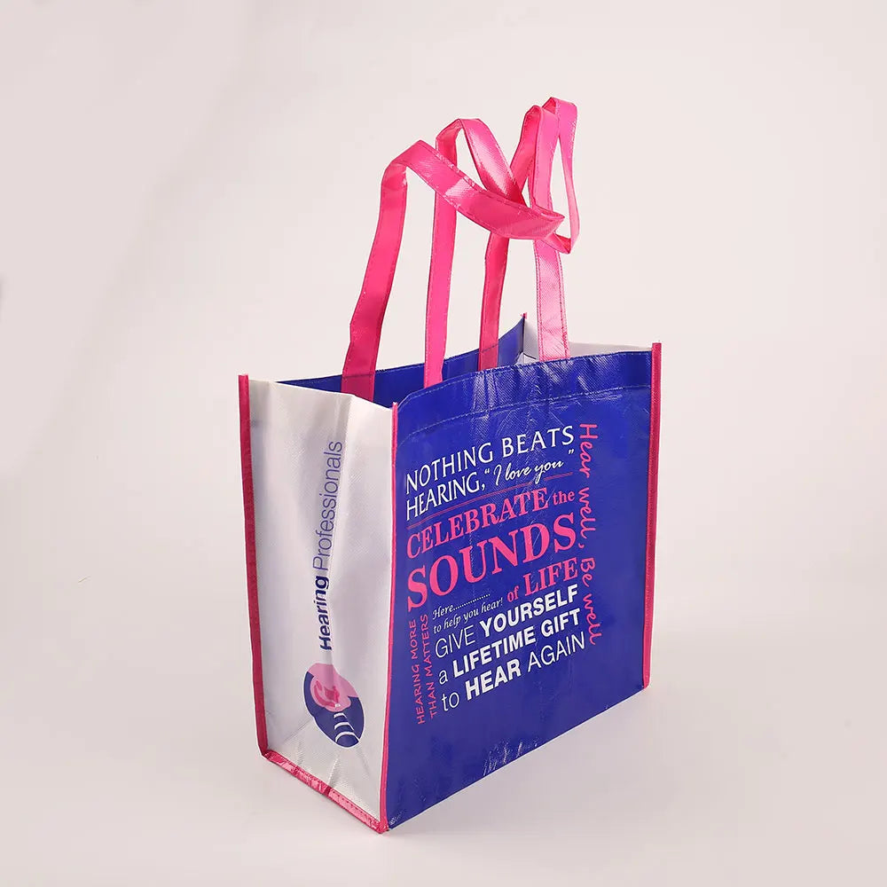 Custom Promotional Brand Logo Non-Woven Shopping Tote Laminated PP Fabric with Printing Letter Pattern Handled Tote for Packing