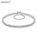 LUOTEEMI Women Wedding Jewellery Clear Cubic Zirconia Round Stone Metal Chain Fashion Tennis Design Bracelets