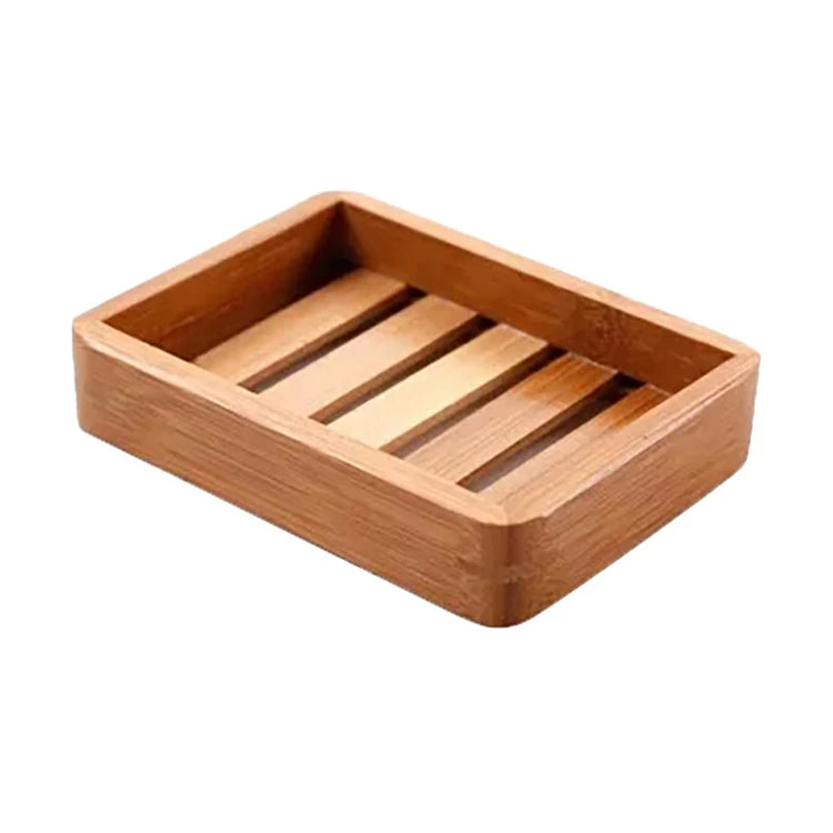 Classical Handmade Eco-Friendly Square Bamboo Anti-Slip Waterproof Soap Dish Tray for Shower Use
