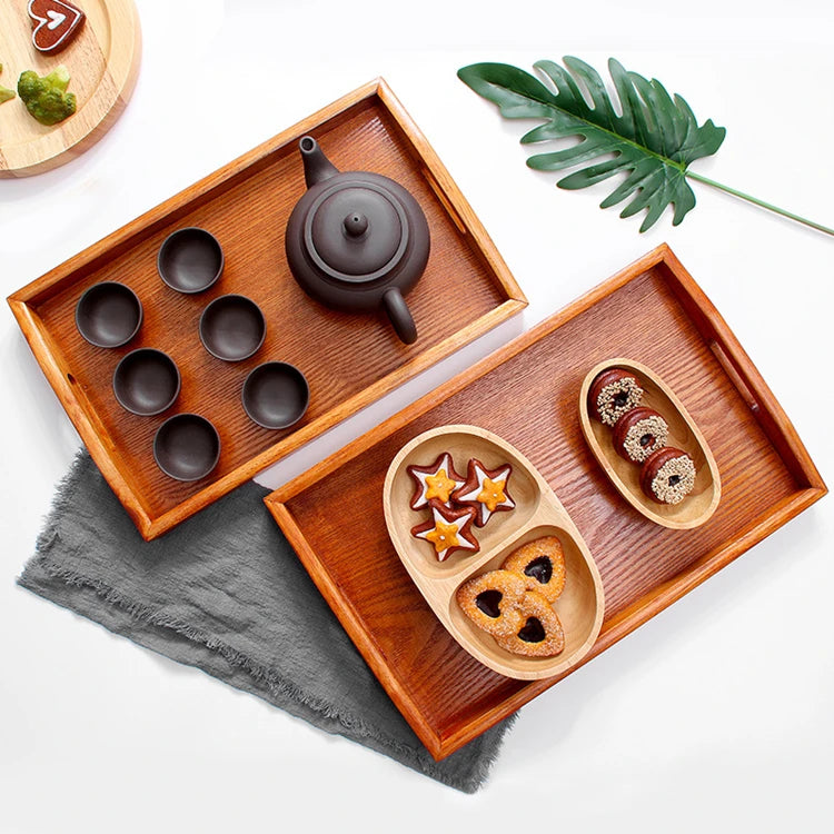 Wholesale Classical Handmade 50cm Large Wood  Serving Tray With Handle