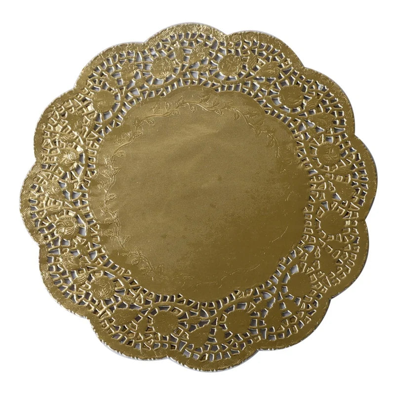 Classical Wholesale Premium Hot Sell 10 Inch Round Noble Gold Foil Lace Luxury Eco-Friendly Customizable Paper Doilies