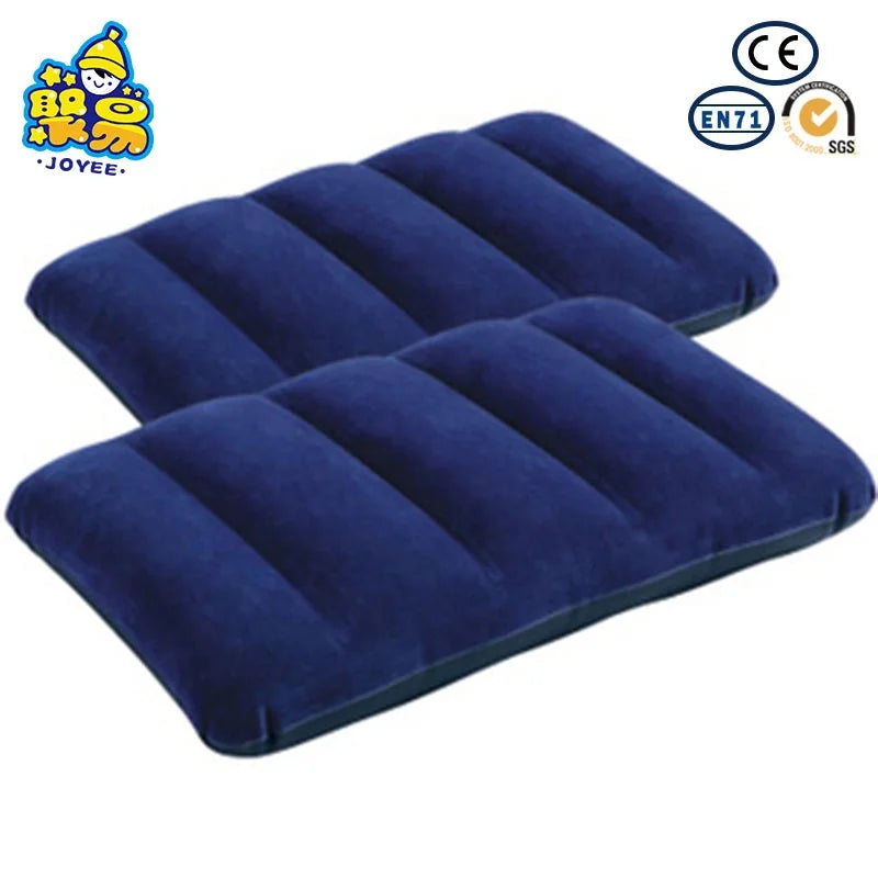Wholesale Prompt Outdoor Recreation Portable PVC Inflatable Square Flocking Travel Pillow