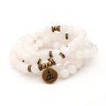Natural White Chalcedony Stone Bracelet Charm Wrists 108 Mala Prayer Buddha Yoga Beads Bracelet