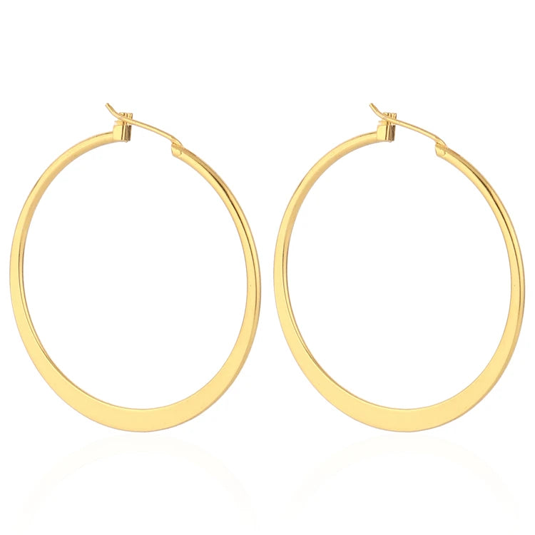 Big Circle Women Hoop Earrings Yellow Gold Plated Jewelry Copper Trendy Ladies Accessories