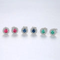 CZCITY Fashion High Quality 925 Silver Jewelry Multicolor Gemstone Round Sterling Silver Stud Earrings