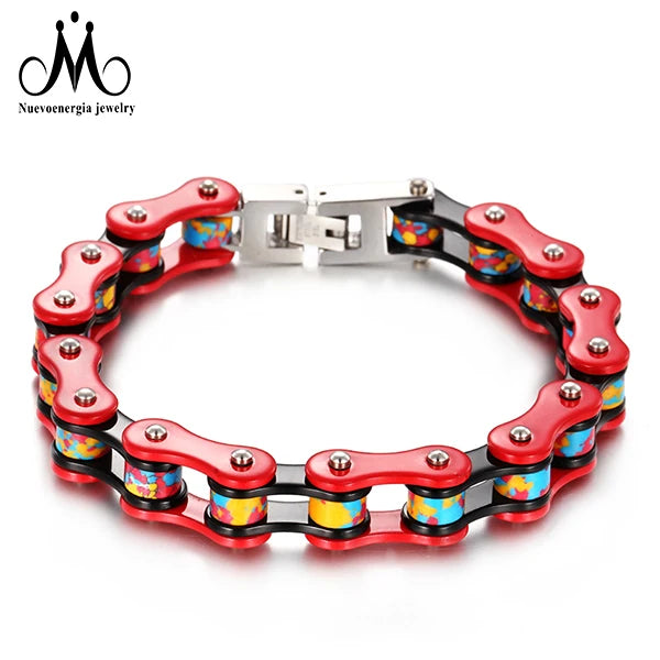 Fashion Man Bike Bracelet Jewelry Stainless Steel Man Bracelet Enamel Bike Chain Bracelet for Man