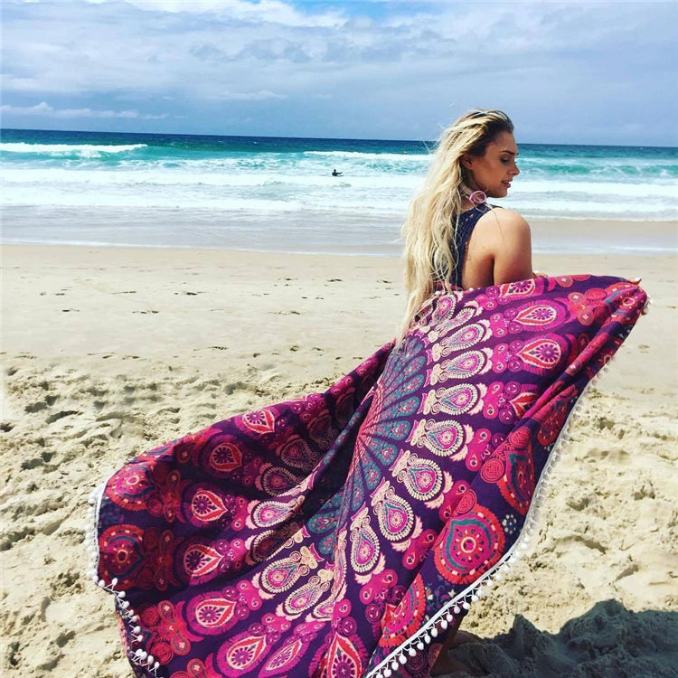 Custom Printed Indian Mandala Tapestry Microfiber Rainbow Beach Towel DHL Delivery Rayon Fabric Turkish Compressed Disposable