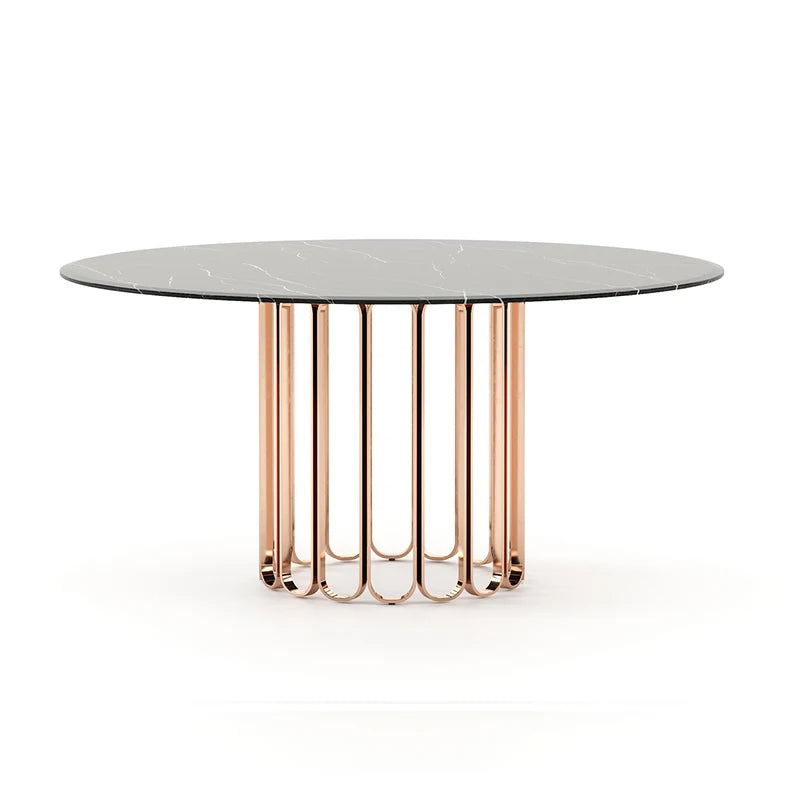 Dining Table and Chair Set for 6 Comedor 6 Sill White Marble Table Top Modern Marble Gold Dining Table