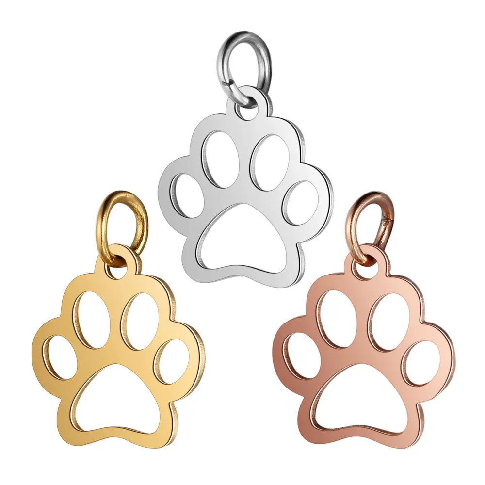 High Polished Custom Size Silver Color 316L Stainless Steel Unisex Dog Tags Paw Pendant