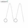 LUOTEEMI Cubic Zirconia Drop Long Ear Line Wire Earrings Piercing Boucle D'oreille Female Fashion Jewelry