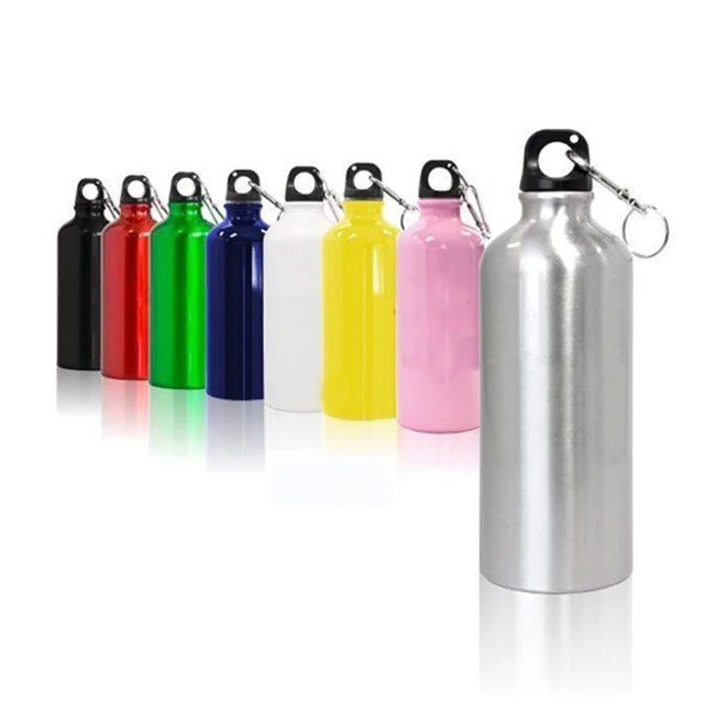 Lot of 5pcs 400/500/600/750ml White Aluminum Water Bottles Sublimation Kettles Carabiner Leakproof Direct Drinking Metal Kettles