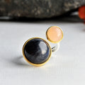 Lotus Fun 925 Sterling Silver 18k Gold Plated Natural Labradorite Handmade Ring New Trendy Fine Jewelry