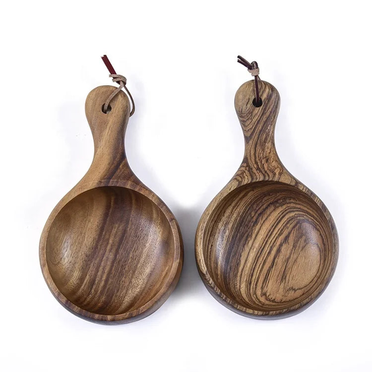 Natural Koa Wood Eco-Friendly Handcrafted Large Korean Kimchi & Salad Bowl with Handle