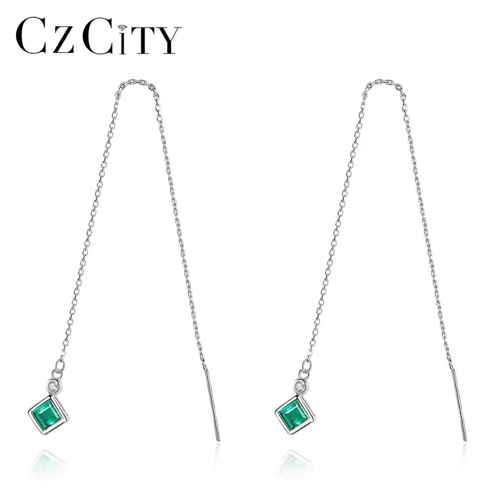 CZCITY S925 Sterling Silver Gemstone Chandelier Earrings