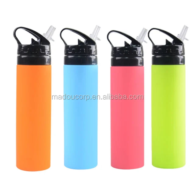 Madou Minimalist Style Silicone Foldable Collapsible Travel Water Bottle Dishwasher Safe Direct Drinking Boiling Applicable