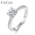 CZCITY Bling Rings Jewelry Women Diamond Female Wedding Bridal Jewelry Gemstone Gemstone S925 Silver Sterling Rings
