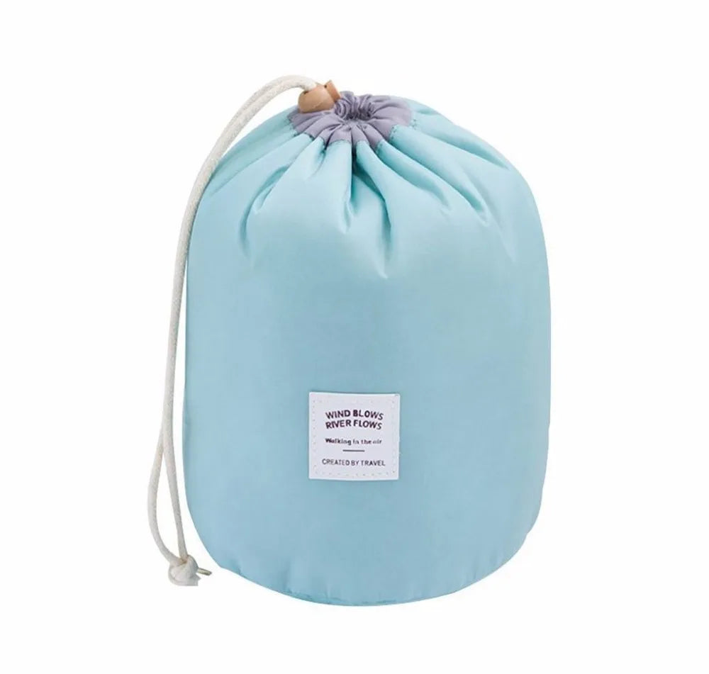 Cosmetic Pouch Handbag Toilet Bag Barrel Shaped Travel Cosmetic Bag Round Drawstring Makeup Organizer Storage Bag