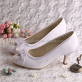 Custom White Lace Evening Shoes High Heels for Bridal