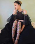 Colorful Crystal Flower Embellished Leggings Pantyhose Tights Desi Fishnet Socks for Sexy Girls for Summer and Winter