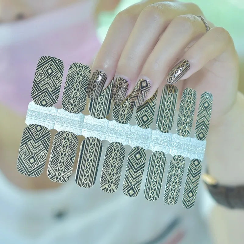 Latest Flower Pattern 2D/3D Gel Adhesive Waterproof Eco-friendly Easy Apply Nail Polish Stickers & Nail Wraps