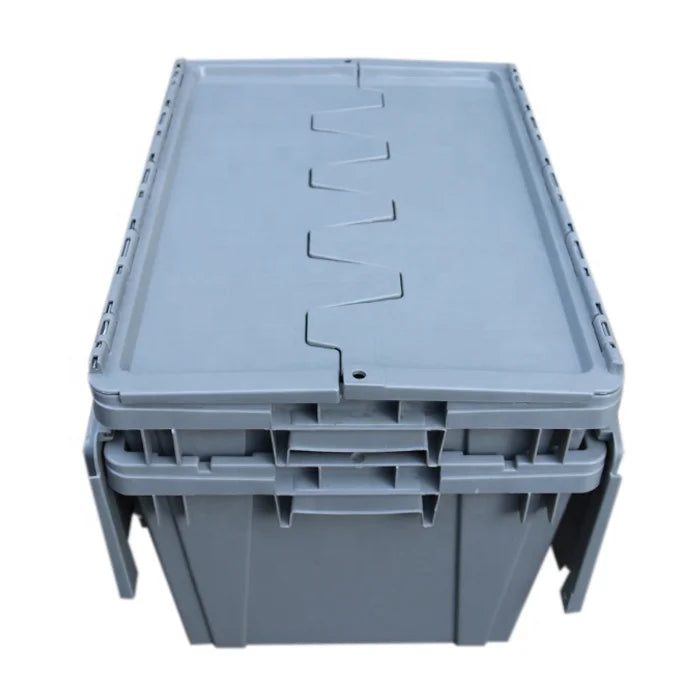 JOIN Heavy Duty Stackable Attached Lid PP Logistics Box Solid Moving Crates With Lid for Warehouse Fruit Shipping