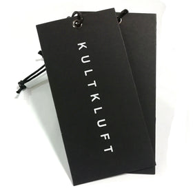 Meijei Garment Accessories Custom Eco-Friendly Black Matte Recycled Paper Hang Tags Swing Tags Hanging Labels for Bags Shoes