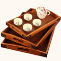 Wholesale Biodegradable Eco-Friendly Classical Handmade Hotel 44cm Wood Large Food Grade Serving Tray with Handle