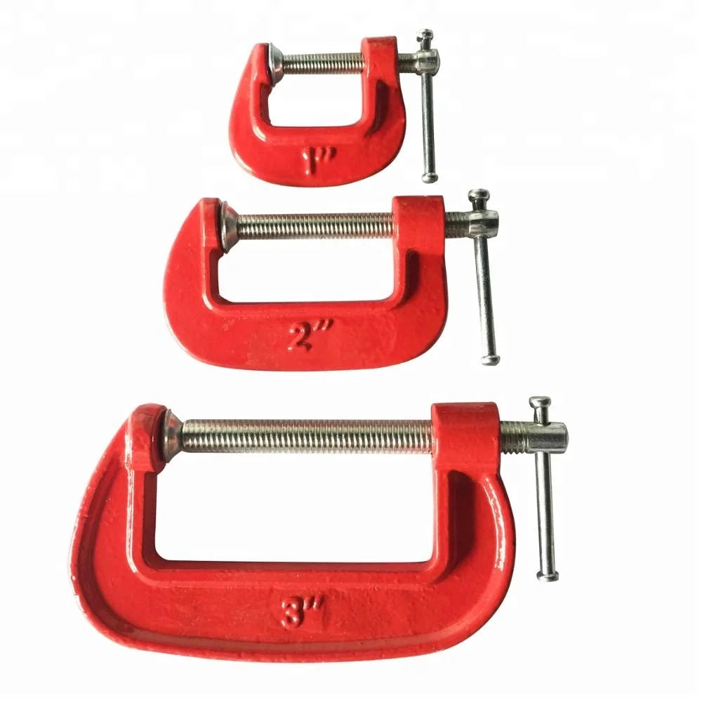 MaxTool 1" 2" 3" Industrial Grade Cast Iron C Clamps Set for Woodworking Assembly Projects