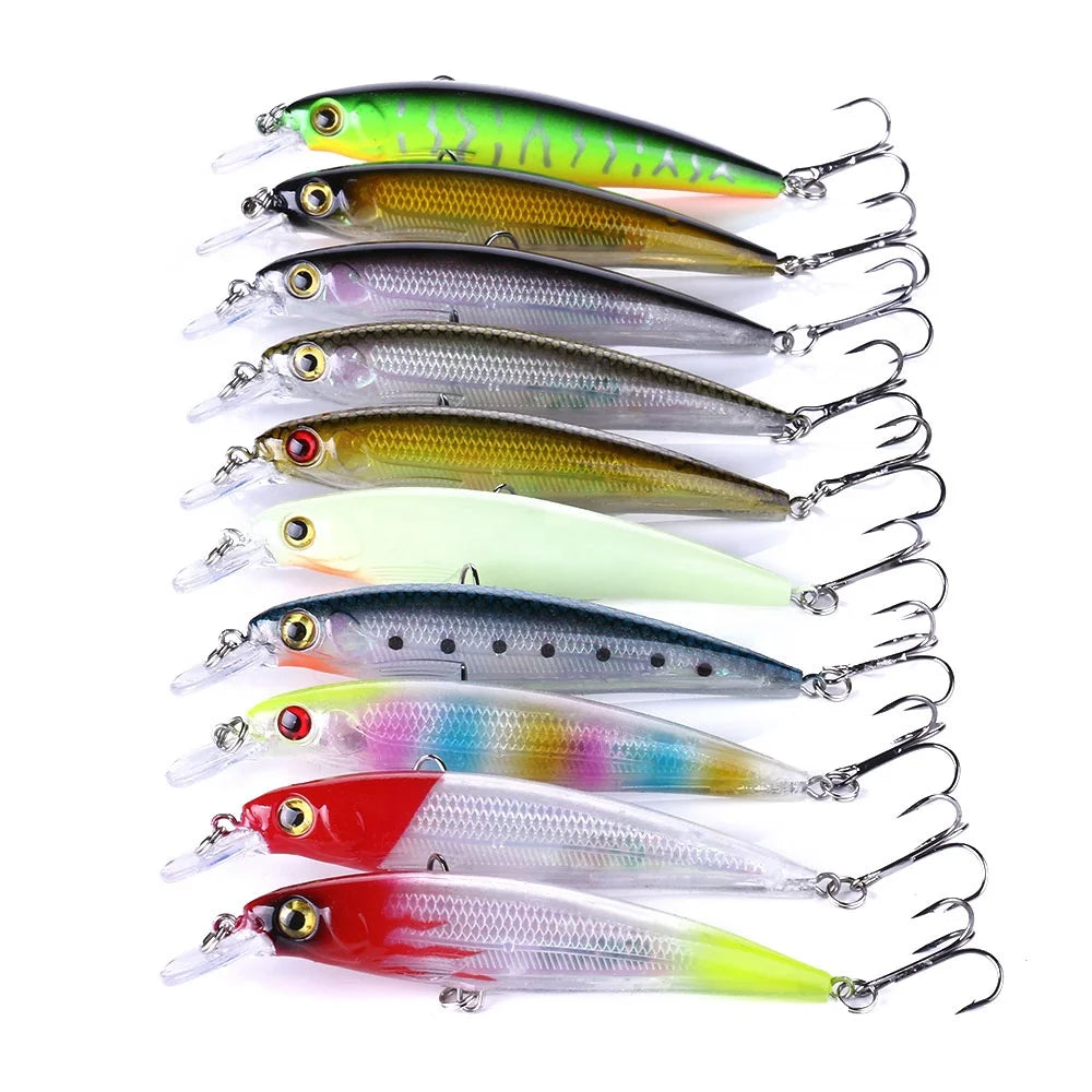 2019 Bionic Bass Trout Minnow Lure Crankbait Hook 11CM 13.4G Cheap Fishing Lures Set for River Lake Stream Fishing ABS Metal