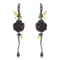 C7630 Abiding Garnet Rose Long Earring Simple Design Sterling Silver 925  Fashion Earrings for Women