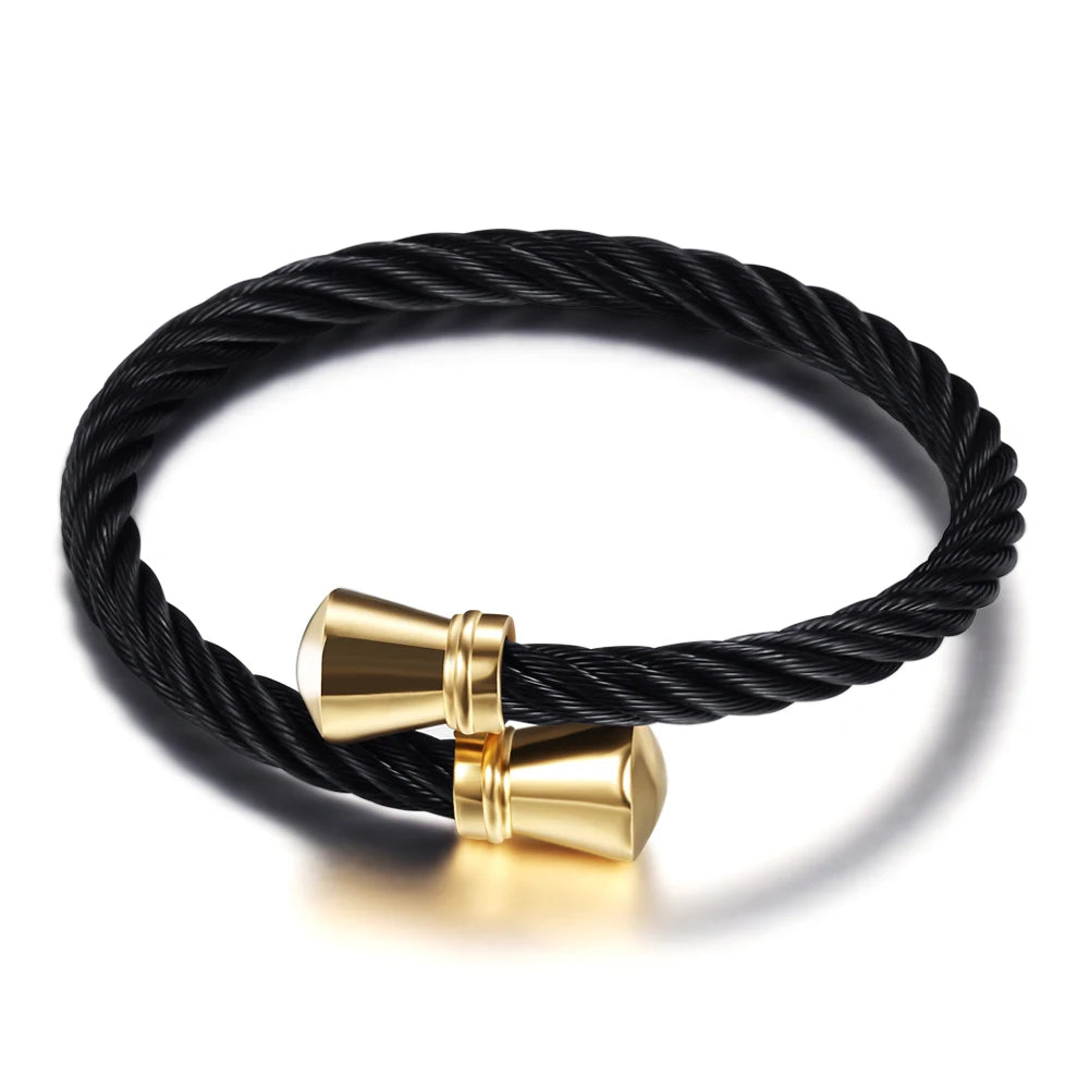 New Arrival Two Color Stretch Cable Mesh Chain Bracelets Bangles for Women Stainless Steel Jewelry