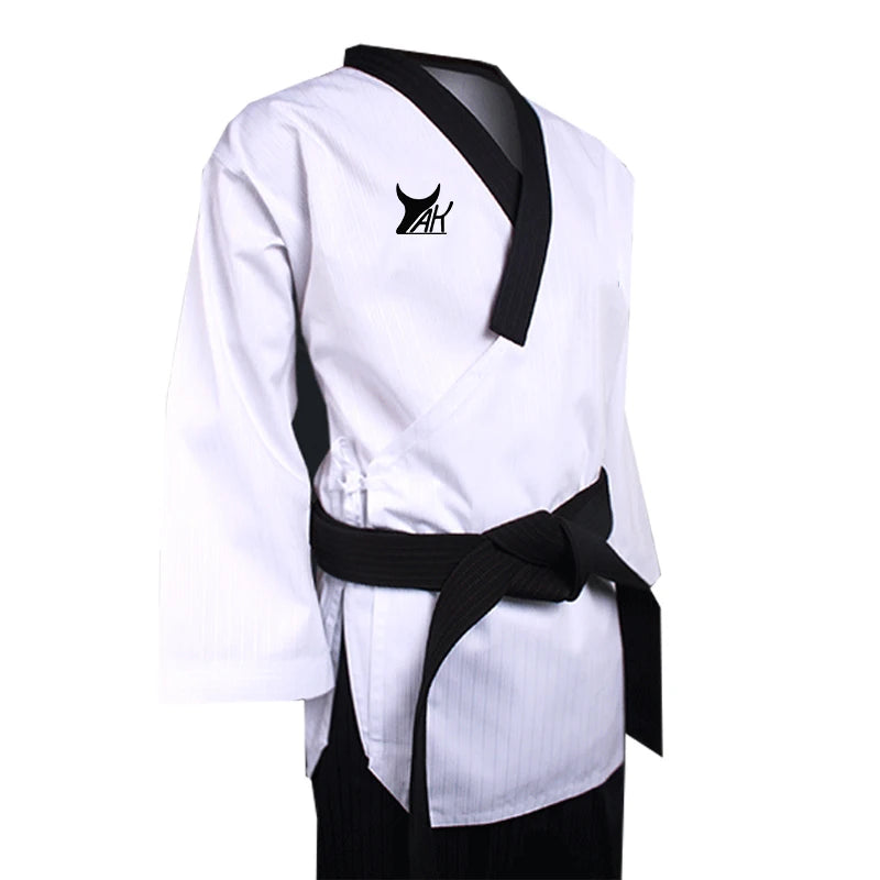 Martial Arts Taekwondo Poomsae Dobok Uniform White Unisex Durable Custom Logo Polyester Cotton