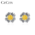 CZCITY Big Flower  925 Sterling Silver Unique Earrings Lovely Korean Stud Earring for Girls Wholesale