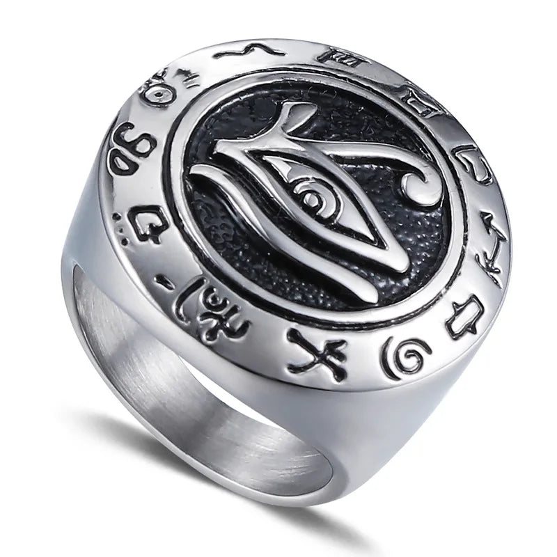 Antique Style Men Stainless Steel Eye of Horus Ring