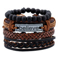 Inspirational Men Bracelet Set vogue Genuine Leather Bracelet